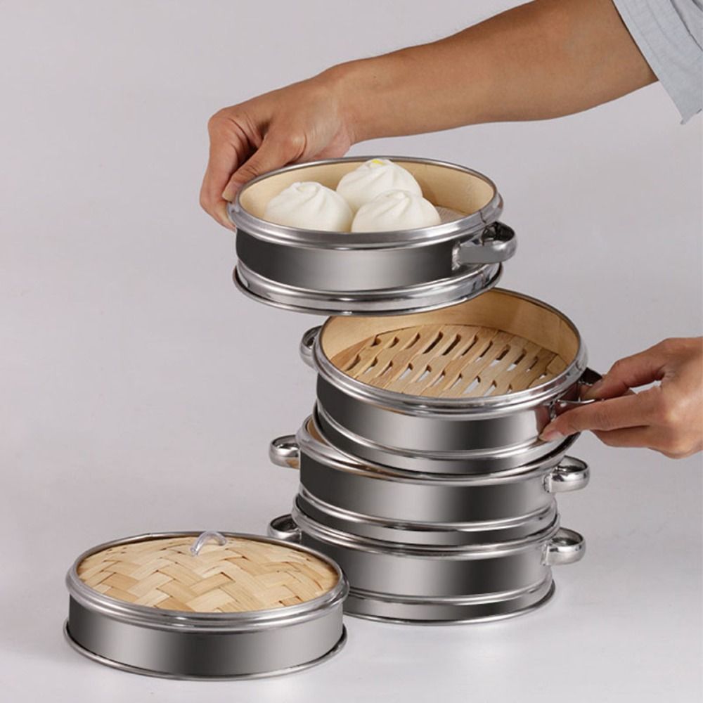 Bao Steamer Bamboo - Herramienta de cocina redonda Dim Sum,